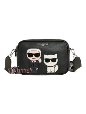 Karl Lagerfeld Black Camera Bag - Iconic Chopette Cat Guitar Strap Bag NWOT